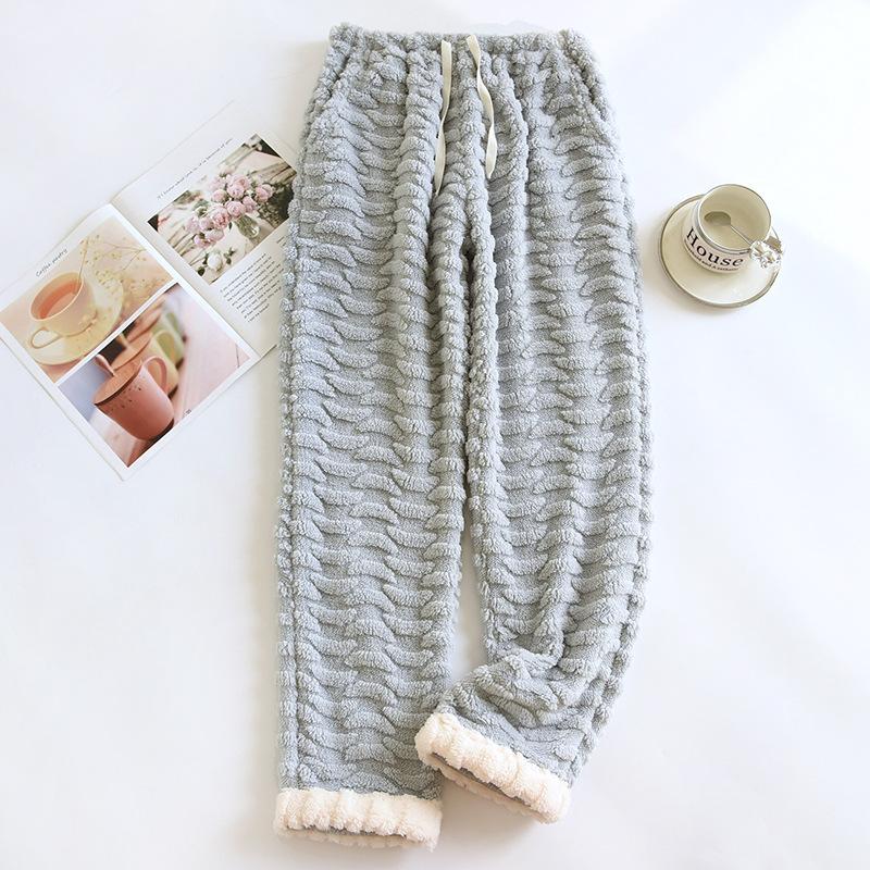 

2025 Осень/Зима Новые женские спальные брюки из утолщенного флиса и бархата Длинные брюки Маленькие полумесяцы Большие домашние брюки для женщин XL