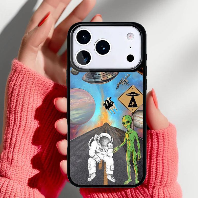 Aesthetics Cute Cartoon Alien Phone Case for iPhone 17 16 15 14 13 Pro Max Back Cover for 12 11 Pro Coque