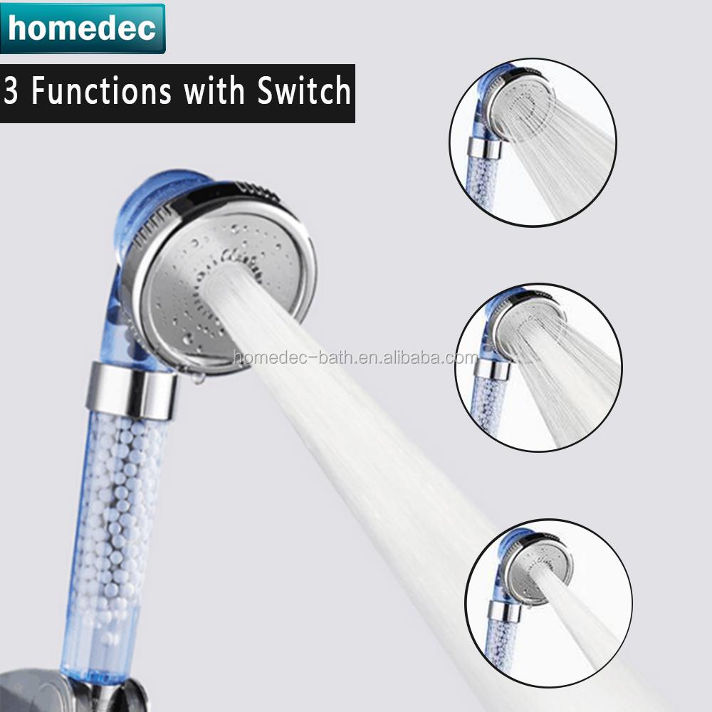 Hot Sale Filtration Shower Head ,negative Ion Filter Handheld with 3 Control Switch Massage Shower Head ,Water Saving Shower