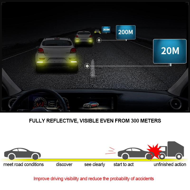 2Pcs Car Safety Warning Sticker Mark Car Reflective Stickers Tape Reflective Strips Exterior Accessories Car Decoration Decal