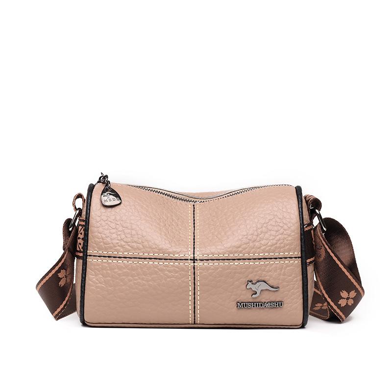 Leather Women's Bags New Trendy Fashion Splicing Shoulder Messenger Bag First Layer Cowhide Pillow Bag