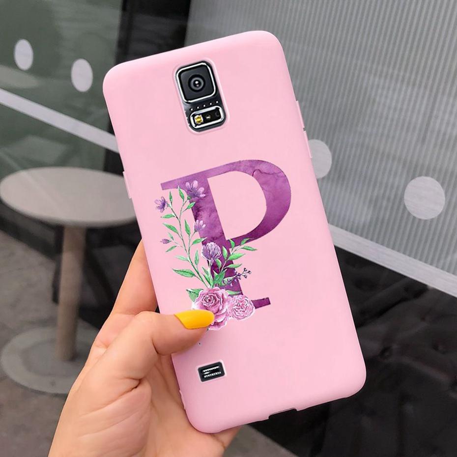 For Samsung Galaxy S5 I9600 Phone Case Flower Initial Alphabet Case For Samsung S5 Neo S 5 G900 G903F SM-G900F Soft Silicon Case