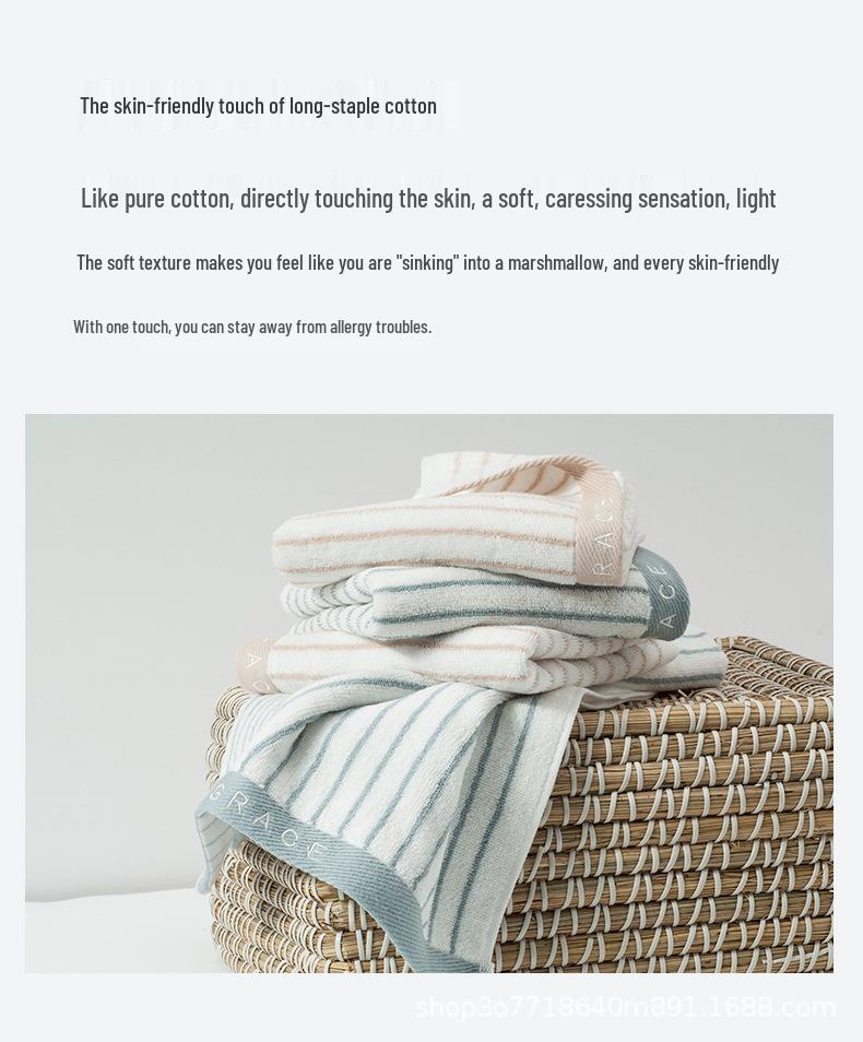 Jie Liya 6450 Pruhovaný ručník z čisté bavlny: Měkký, Vysoce savý a Vyšívaný pro dospělé