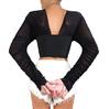 Sexy Waist-Slimming Ruched Mesh Top with Diamond Stacked Sleeves - Autumn/Winter Collection