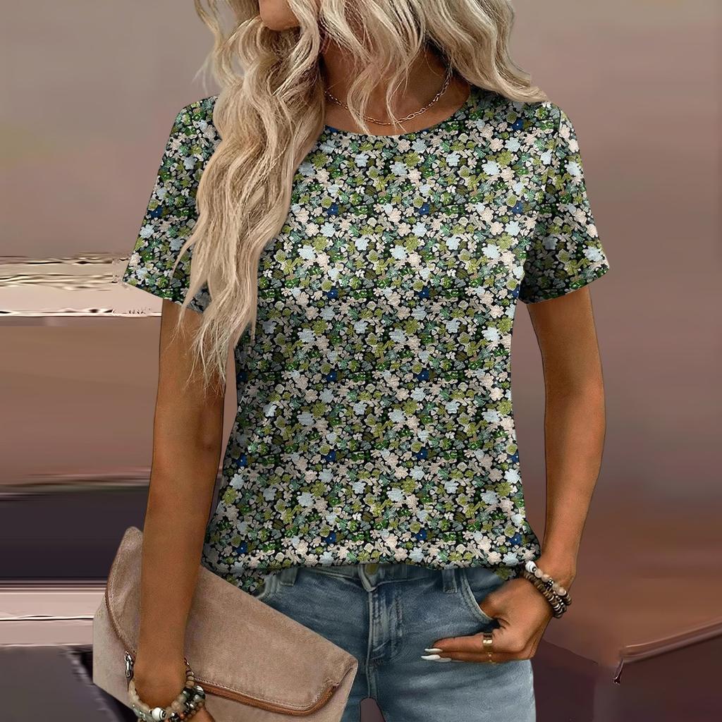 Damen Mode Lässiges Bedrucktes T-Shirt mit Lockerer Passform