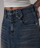 Teulimingbeodeu Front Yoke Denim Long Skirt [ Dark Blue ]