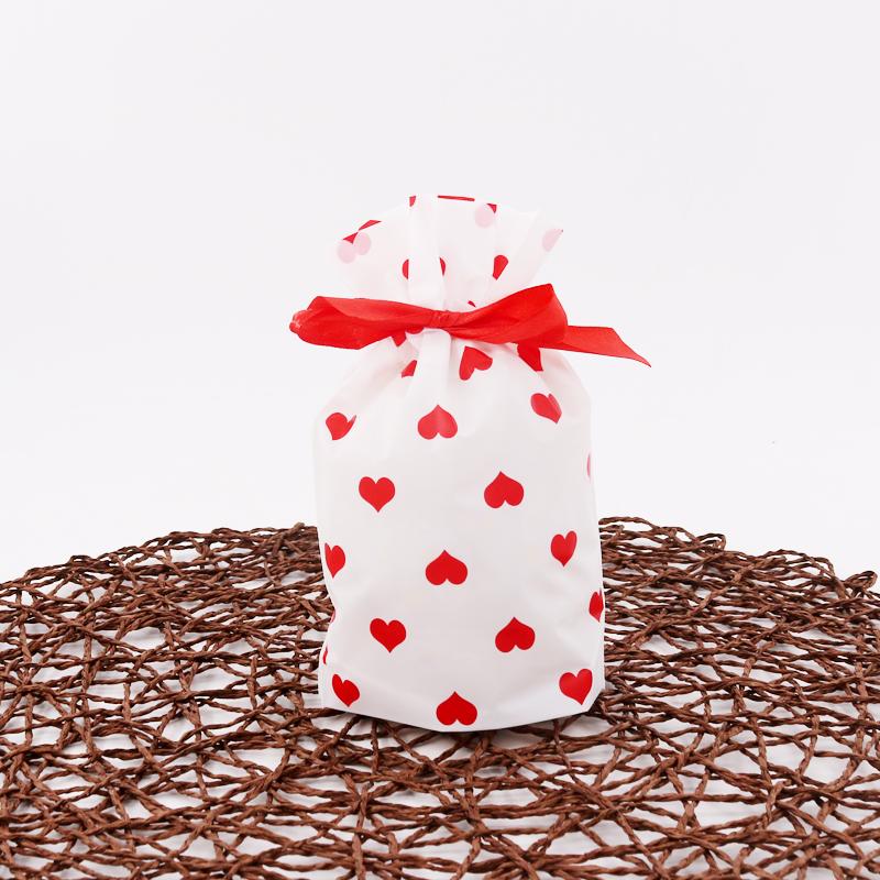 50pcs Fresh Ribbon Drawstring Bag Christmas and New Year Packaging Gift Bags Baking Pastry Cookies Food Grade Bundle Pockets