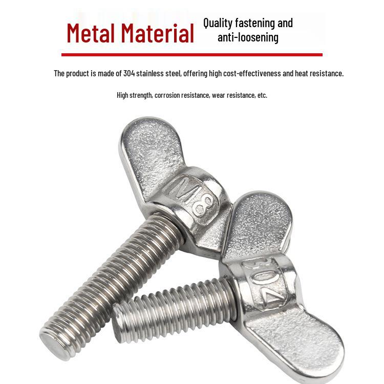 304 Stainless Steel Butterfly Weld Screw Yuanbao Hand-Tight Horn Bolt M3-M16