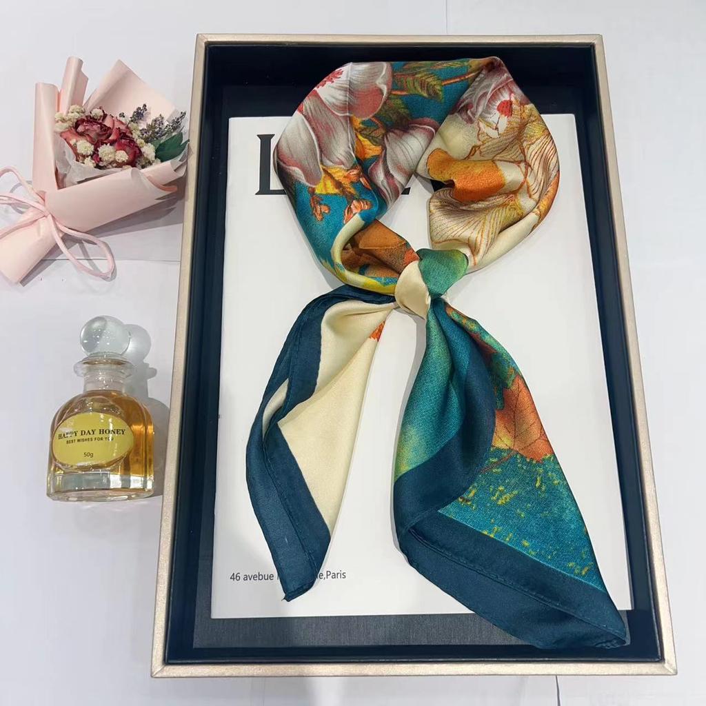 Hedvábný šátek pro ženy, módní všestranný, vysoký smysl, 70 čtverečních stop, ochrana krku, šátek, retro šátek, taška