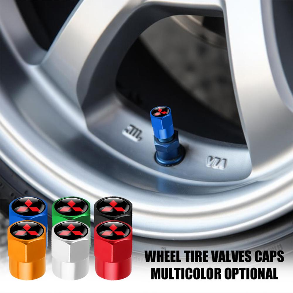 4Pcs Metal Alloy Wheel Tire Valve Caps Accessories For Mitsubishi 9 Ralliart X EX ASX L200 Colt Outlander Pajero Lancer Eclipse