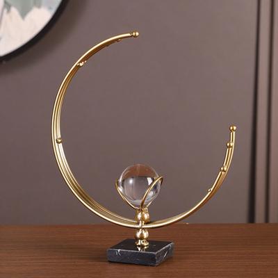 Geometric Iron Frame with Faux Crystal Ball Modern Geometric Tabletop Ornament for Living Room Dining Room Office Table Centerpiece