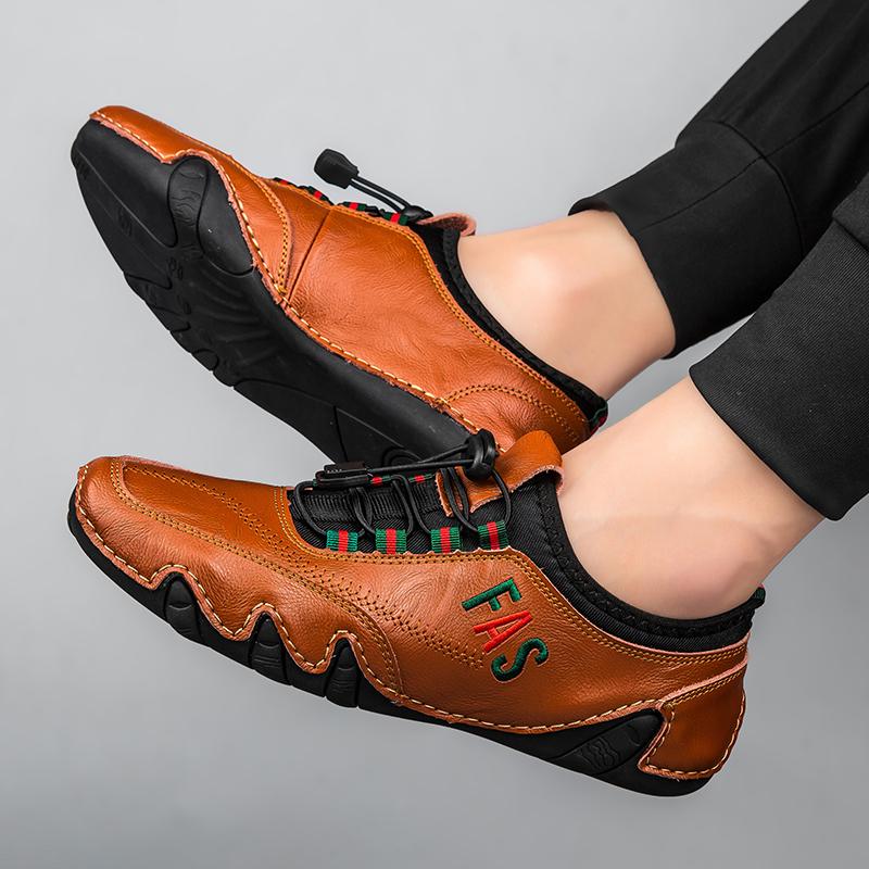 Modne męskie mokasyny w stylu brytyjskim Duże męskie buty na co dzień Ręcznie robione skórzane buty