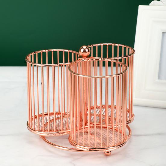 Rotating Pen Holder Creative Swivel Pen Rack Large Capacity Metal Mesh Pen Organizer for Office School Classroom