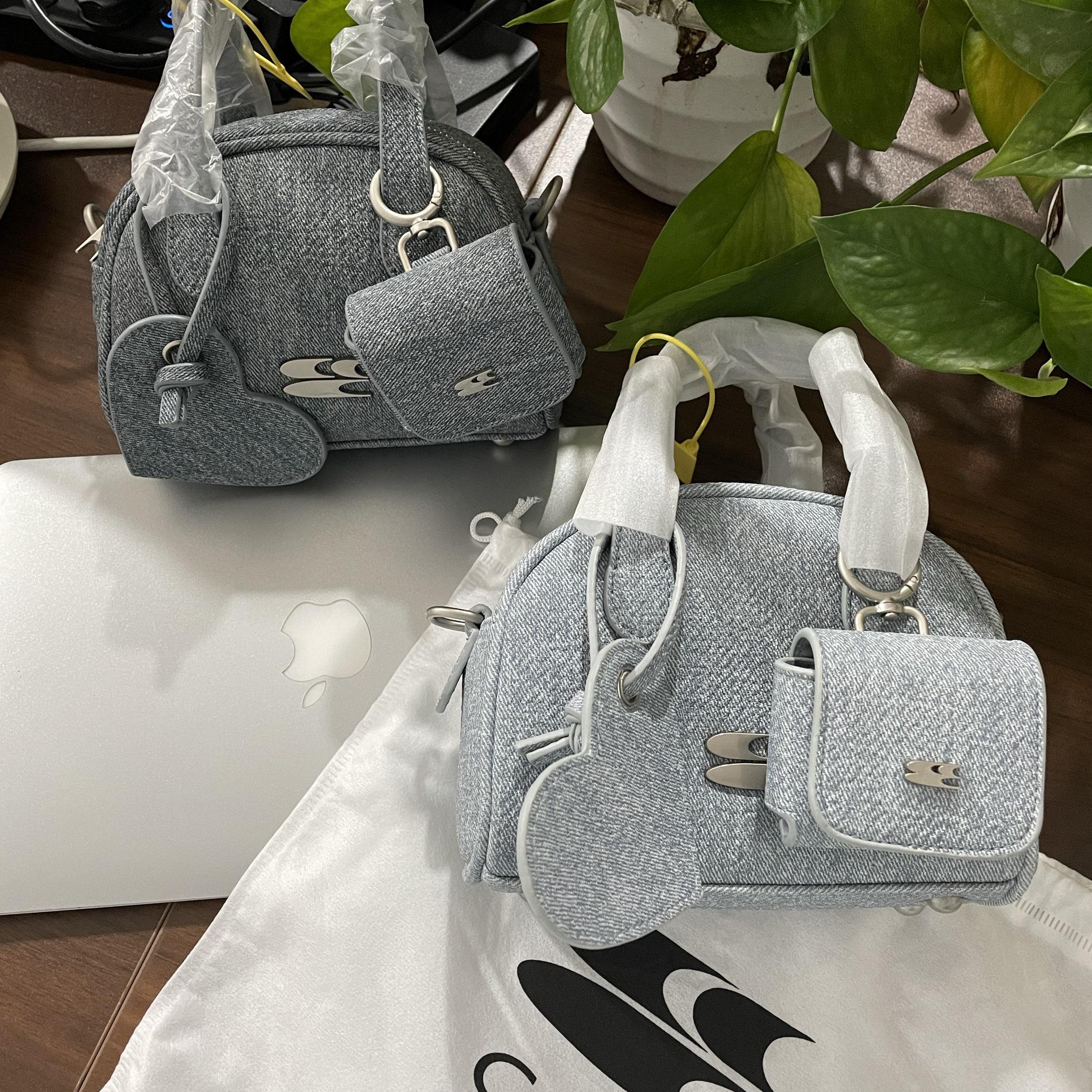 

Niche Retro CryingCenter Faux Denim Mini Boston Crossbody Bag for Women