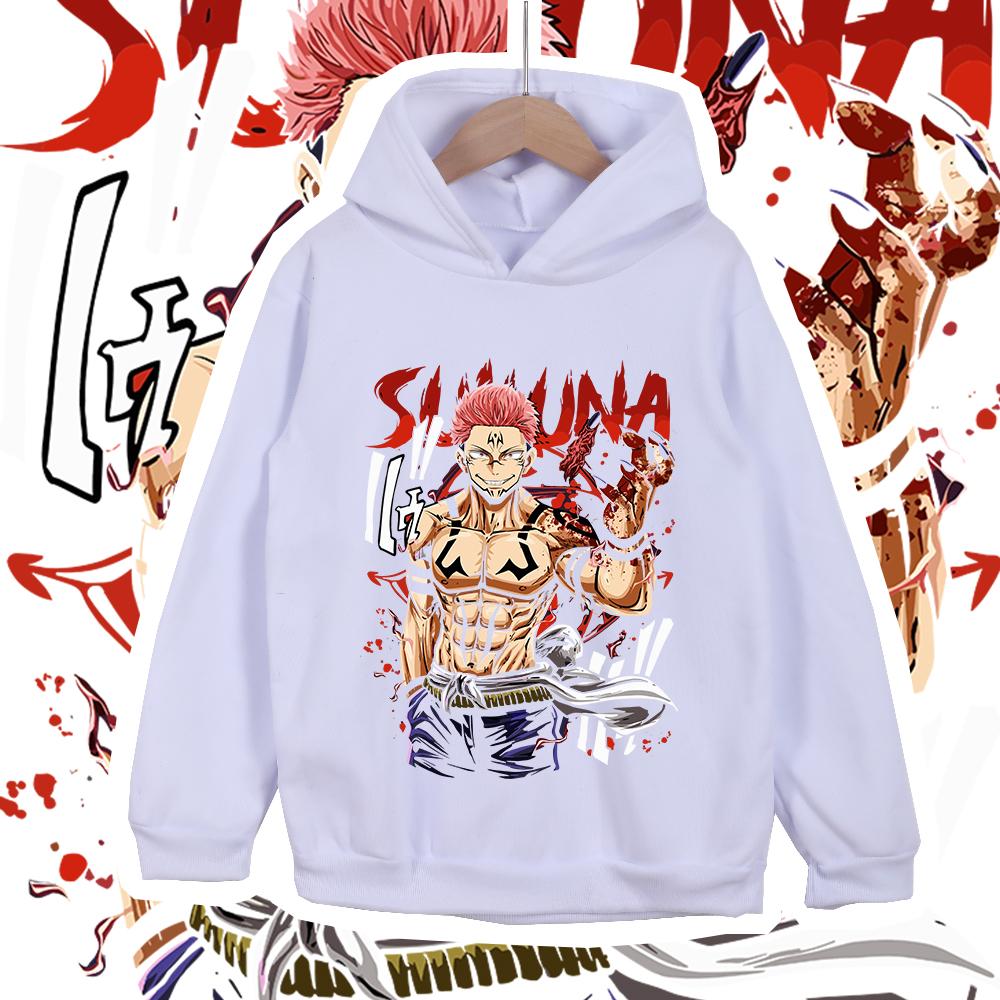Fashion Children Hoodie, Strong Anime Character With Red Letter Art Print Pullover Sweatshirt, Fall Winter Long Sleeve Top For Kids Daily Casual Wear