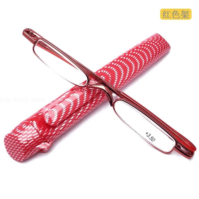 High Quality Flip top cover fashion mini spring frame reading glasses resin lens portable pen barrel reading glasses for men and women