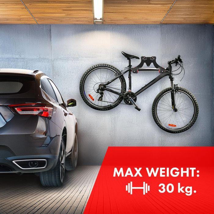 Porte Vélo Mural - Maclean - MC-449 - Acier - Charge Max 30kg - Couleur Noir