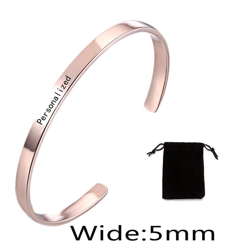 Stainless Steel Pearsonalized Bracelet Name Character Letter  Engraved Custom Cuff Bangle Women Men Fashion Jewelry Dropshipping