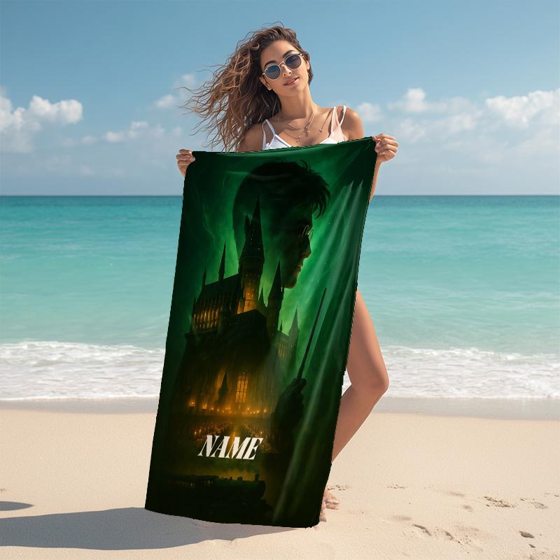 Personalized Hufflepuff Pride Crest Beach Towel Microfiber Beach Towel Thin Absorbent for Beach Swimming Yoga Bath Sports. 0910376
