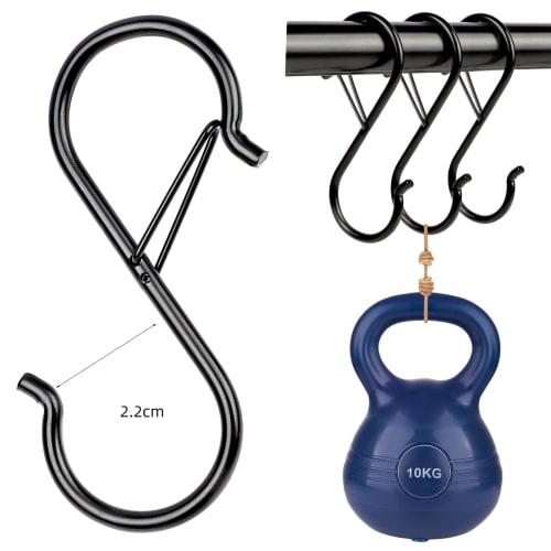 Set of 10 Black S-Hooks (9cm X 10 Pieces) - VIPITH, Universal S-Hooks for Kitchen, Bathroom, and Bath