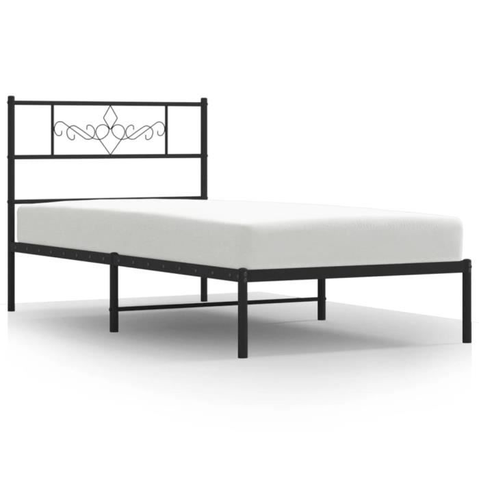 VidaXL Cadre de lit métal avec tête de lit noir 90x200 cm 355260
