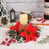 Künstlicher Rotgoldener Weihnachtsstern Blumengirlande Weihnachten Kerzenleuchter Kranz Tischdeko Navidad Noel Rotgoldener Kerzenring
