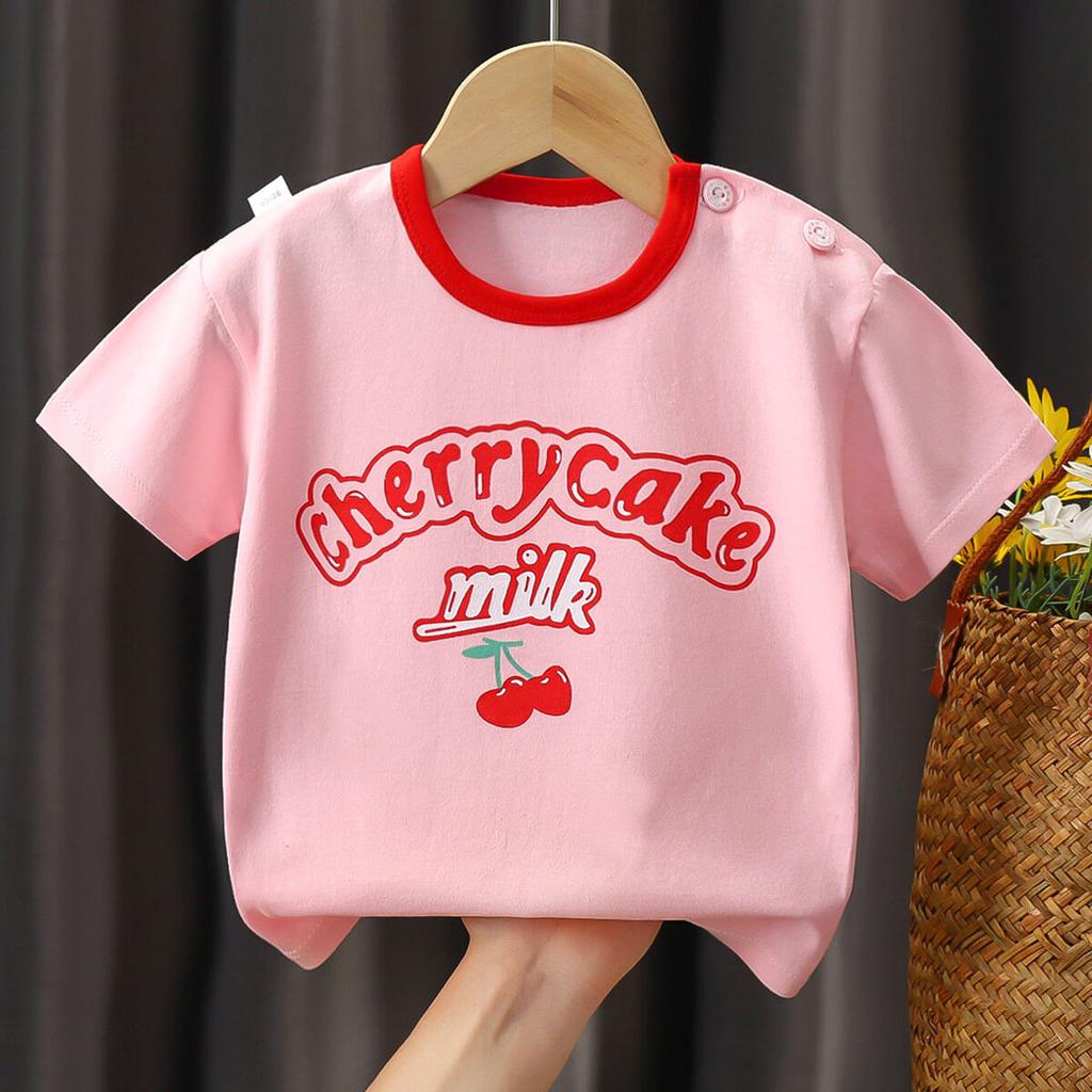 Children's short sleeved T-shirt with fashionable cartoon print theme, a gift for children