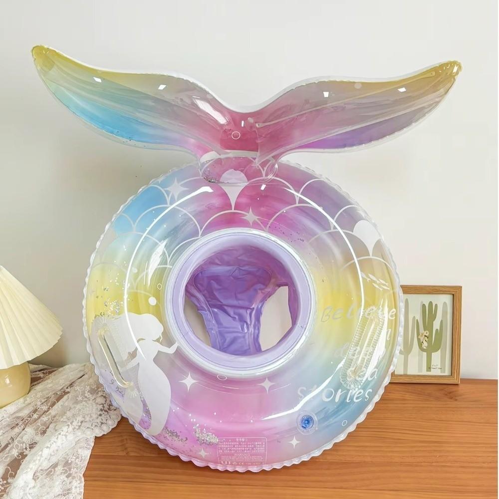 Transparent Glitter Inflatable Swim Tube With Handle Swim Float Swimming Lifebuoy Swimming