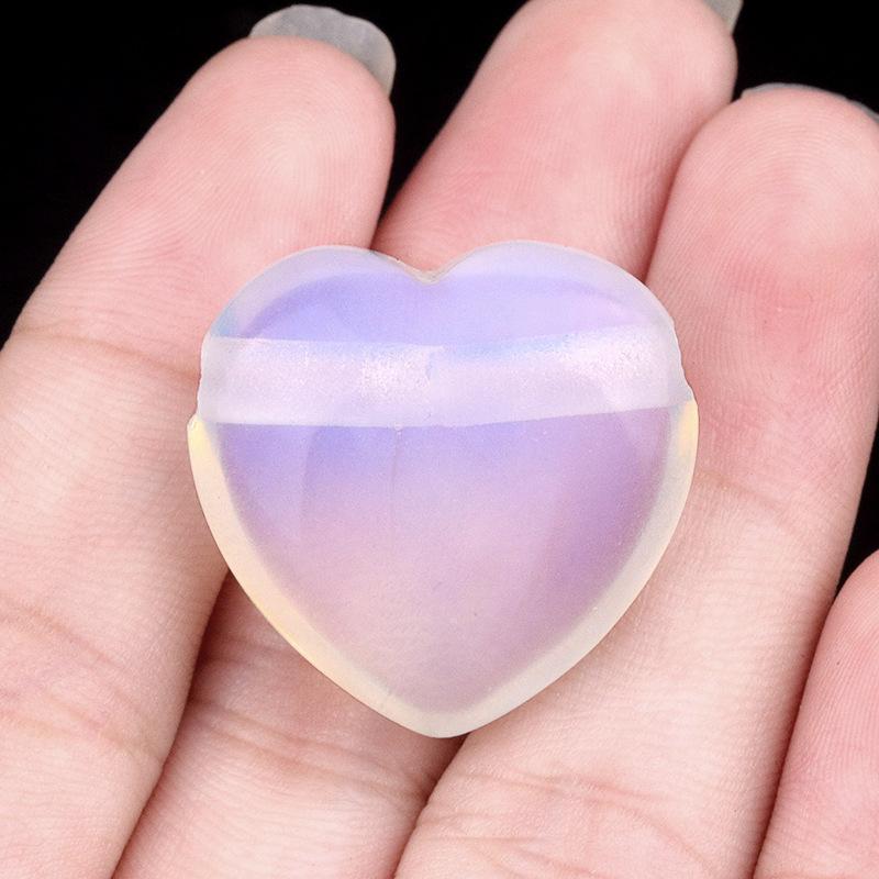 Ciondolo Cuore in Agata di Cristallo Naturale da 25 mm, Foro Grande da 3 mm Perforato Trasversalmente Charms di Pietra Preziosa per Gioielli Fai-da-Te