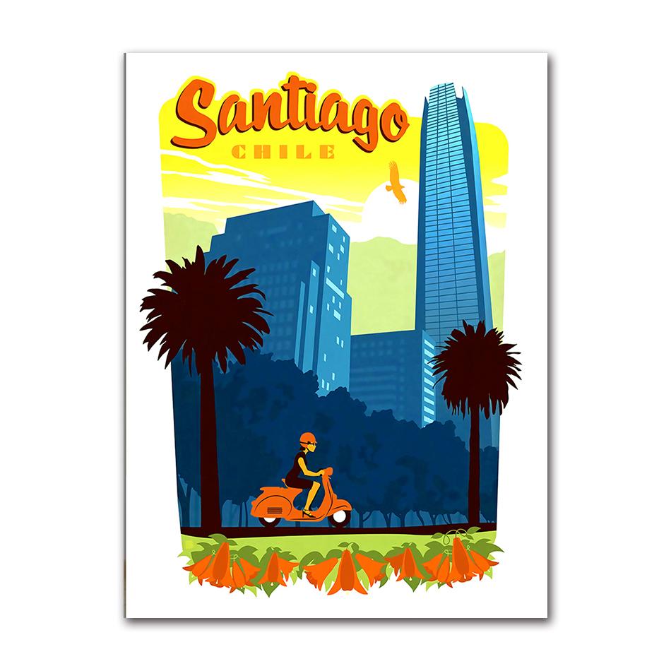 Pop Art Canvas Paintings Vintage Wall Kraft Posters Coated Stickers Home Decorative Gift Travel to Chile San Diego Alpaca