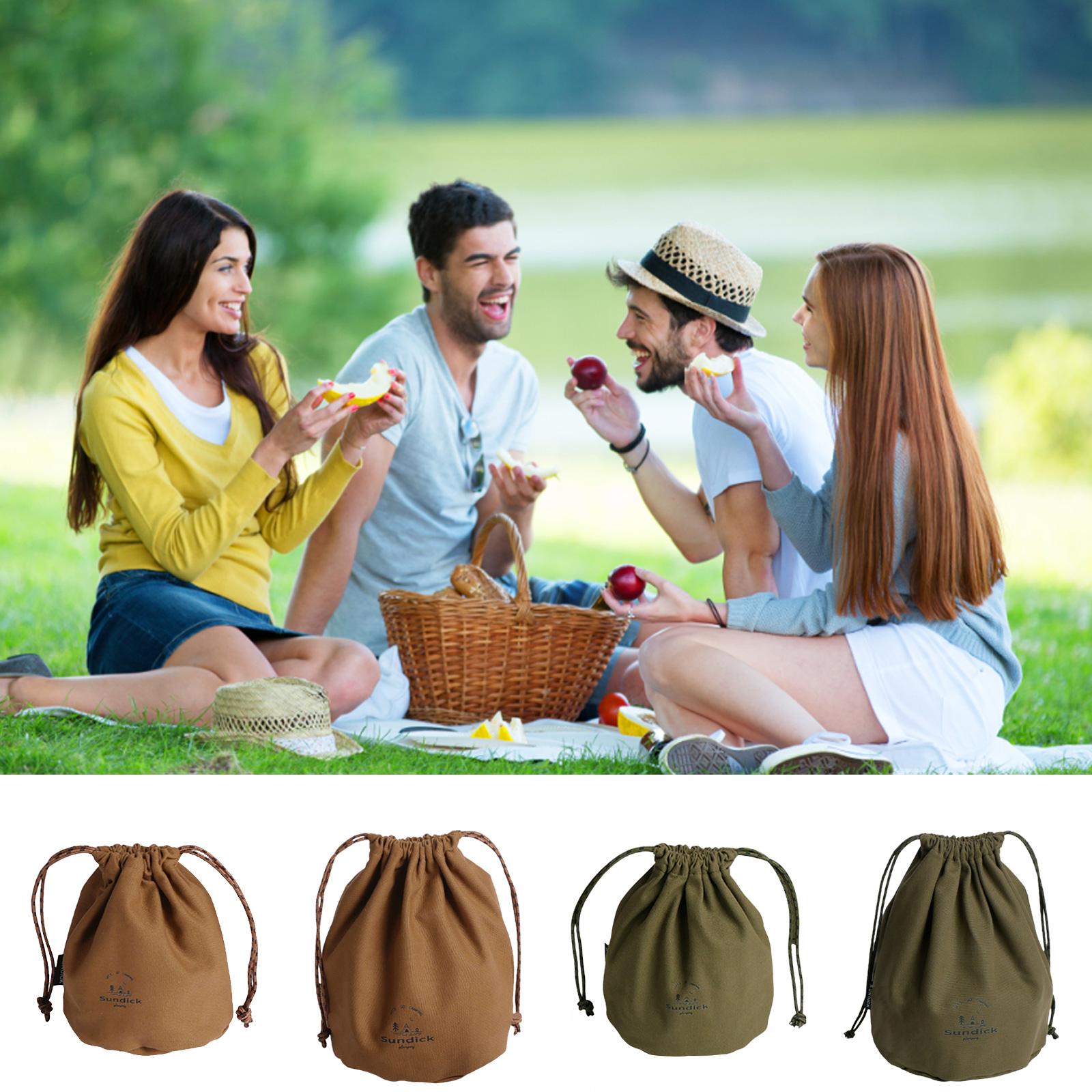 Outdoor Tableware Sundries Bags Portable Canvas Small Objects Organizers Ultralight Waterproof for Travel Hiking olive green