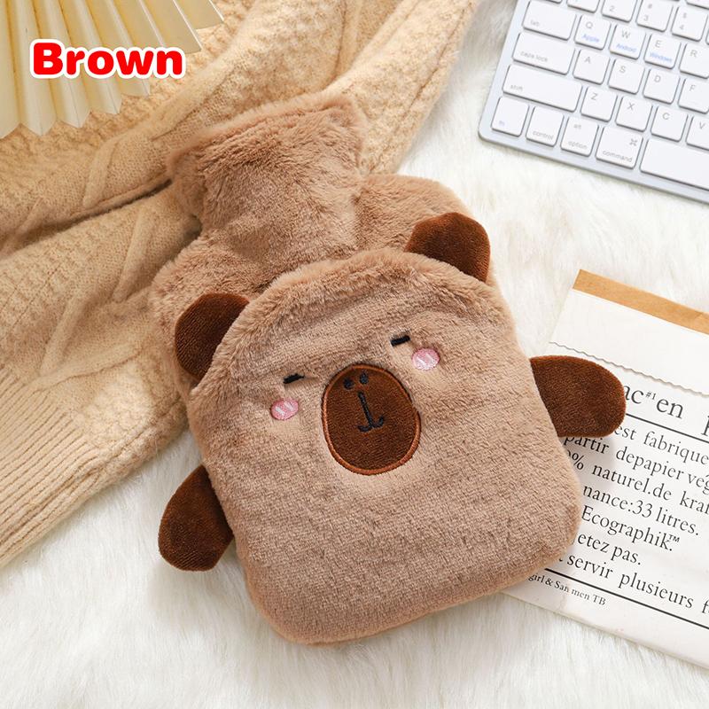 New Cartoon Animal Warm Bag Pvc Thick Hot Water Bag Cute Capybara Plush Cover Warm Water Warm Hand Treasure Girls Gift Winter