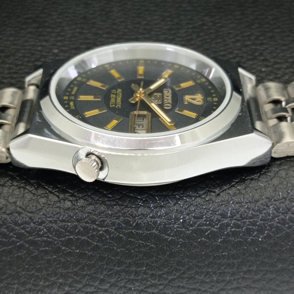 MENS VINTAGE REFURBISHED SEIKO 5 AUTOMATIC JAPAN BLACK DIAL WATCH A500175-2 R151a-a500175
