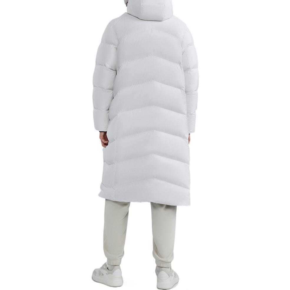 Anta Logo Print Zip-Up Hooded Down Jacket Unisex Outerwear White 952247970-1