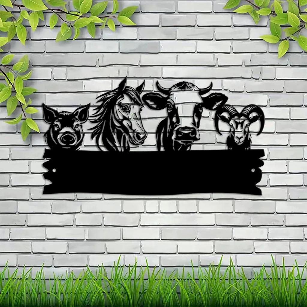 Custom Metal Farm Sign Personalized Rustic Animal Decor Outdoor Ranch Wall Art