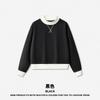RS Womens 350G Fleece Color Block Mock Neck Sweatshirt Warm Fall American Style Casual Top