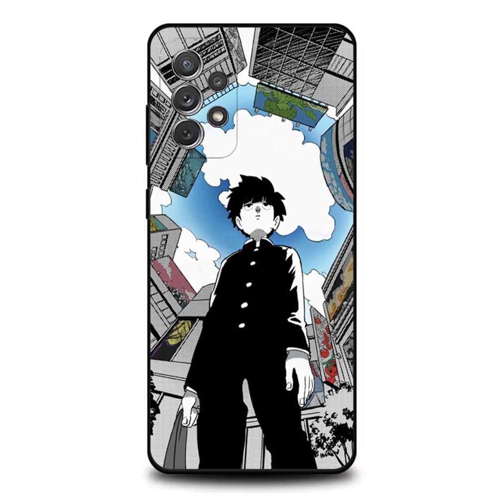 Mob Psycho 100 Cartoon Phone Case For Samsung S25,S24,S21,S22,S23,S30,Ultra,S20,Plus,Fe,Lite,Note,10,9,5G Black Cover