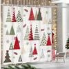 Merry Christmas Shower Curtain, New Year Winter Bathroom Curtain, Christmas Tree Shower Curtain With Red Stars Snowflake