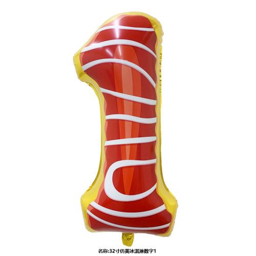 

Candy Donut Digital Balloon for Baby Birthday, Ice Cream, Big Number Decoration, Aluminum Film Crown Ballons, 32 32inch