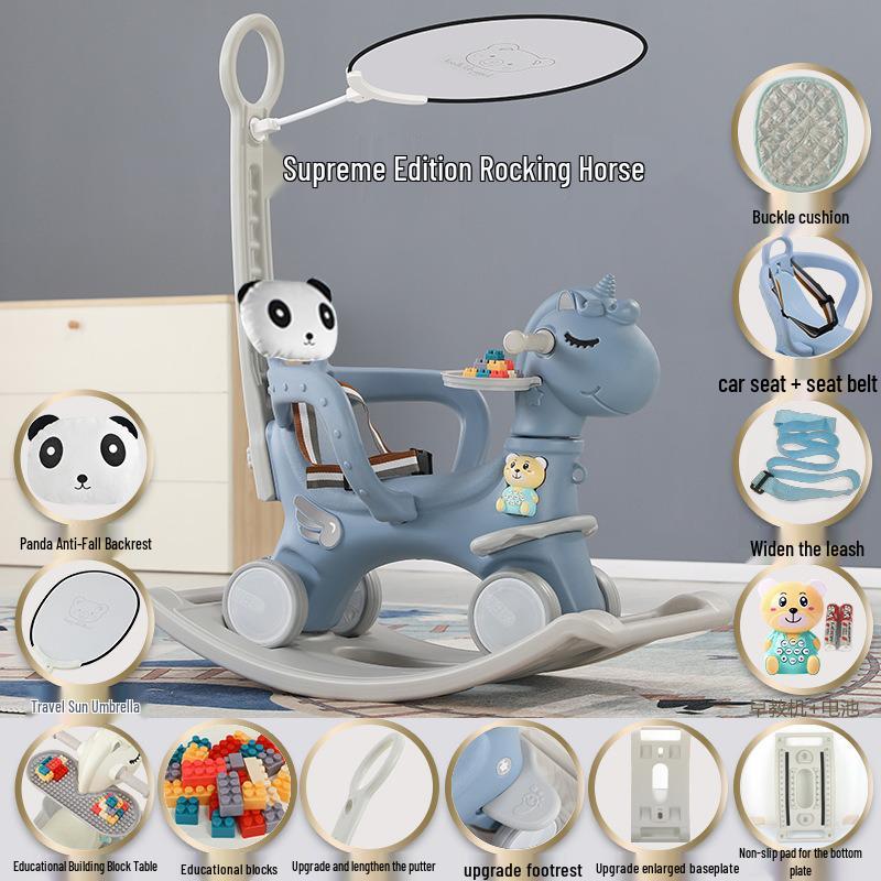 Children’s Wooden 2-in-1 Rocking Horse & Stroller - Ideal Birthday Gift for One-Year-Olds