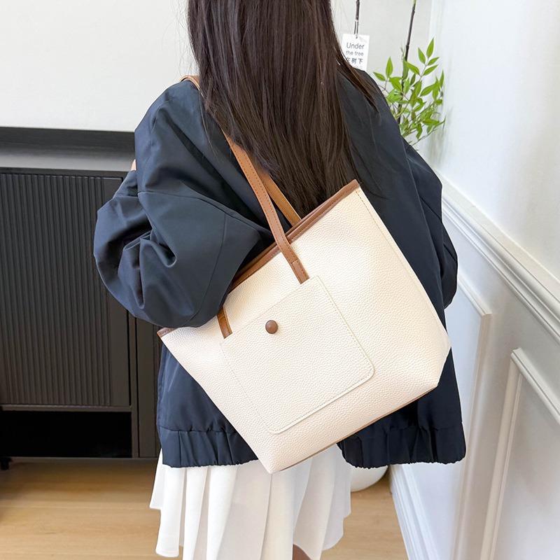Large-capacity Bag Women's New Versatile Simple Shoulder Messenger Bag Textured College Student Commuting Tote Bag