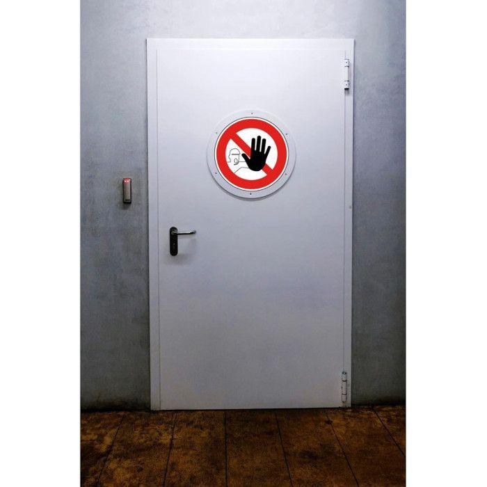 Panneau adhésif - Accès interdit - Rond - 20cm - Blanc/rouge - PVC - Signalétique