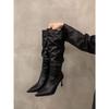 High Heel Pointed Pile Boots Women's Shoes Autumn and Winter Tall Skinny Skinny Heel Retro Long Boots