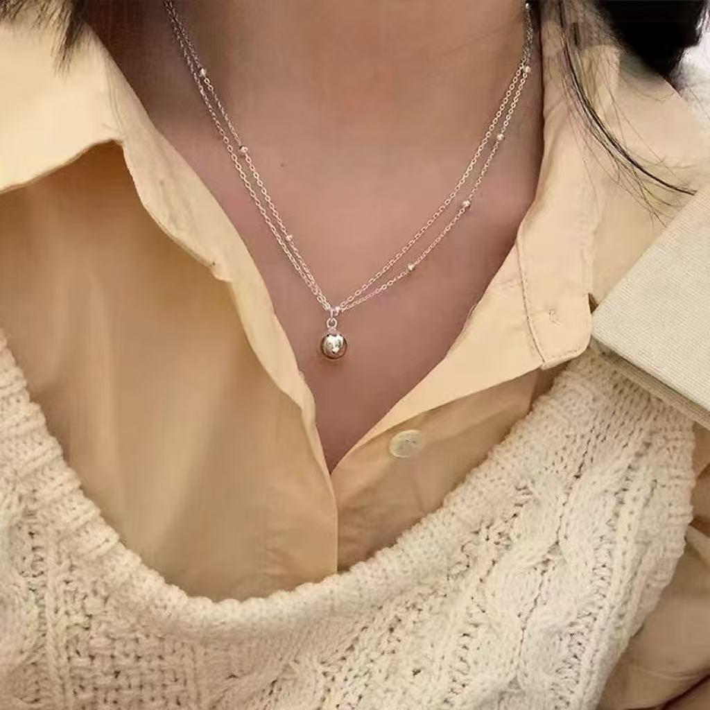 Elegante Damen S925 Sterlingsilber Perlenanhänger Halskette - Leichte Luxus Schlüsselbeinkette