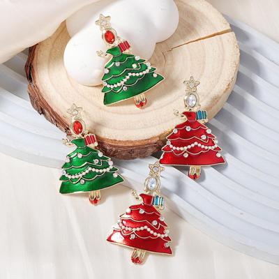 Christmas Tree Alloy Drop Earrings with Creative Design for Women