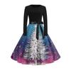 Women's Fashionable And Elegant  Winter Long-sleeved Christmas Tree Print Dress