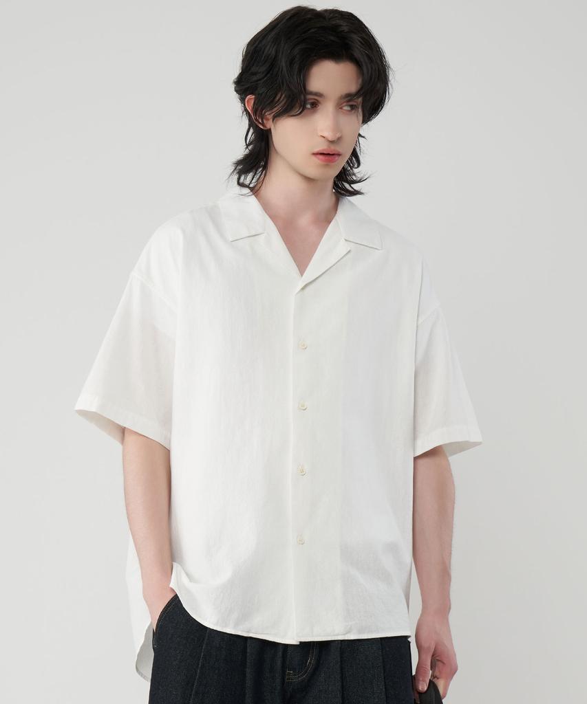 UNTAPPED STUDIO Oversized Linen Open Collar Short Sleeve Shirt 5 Colors (Type A)