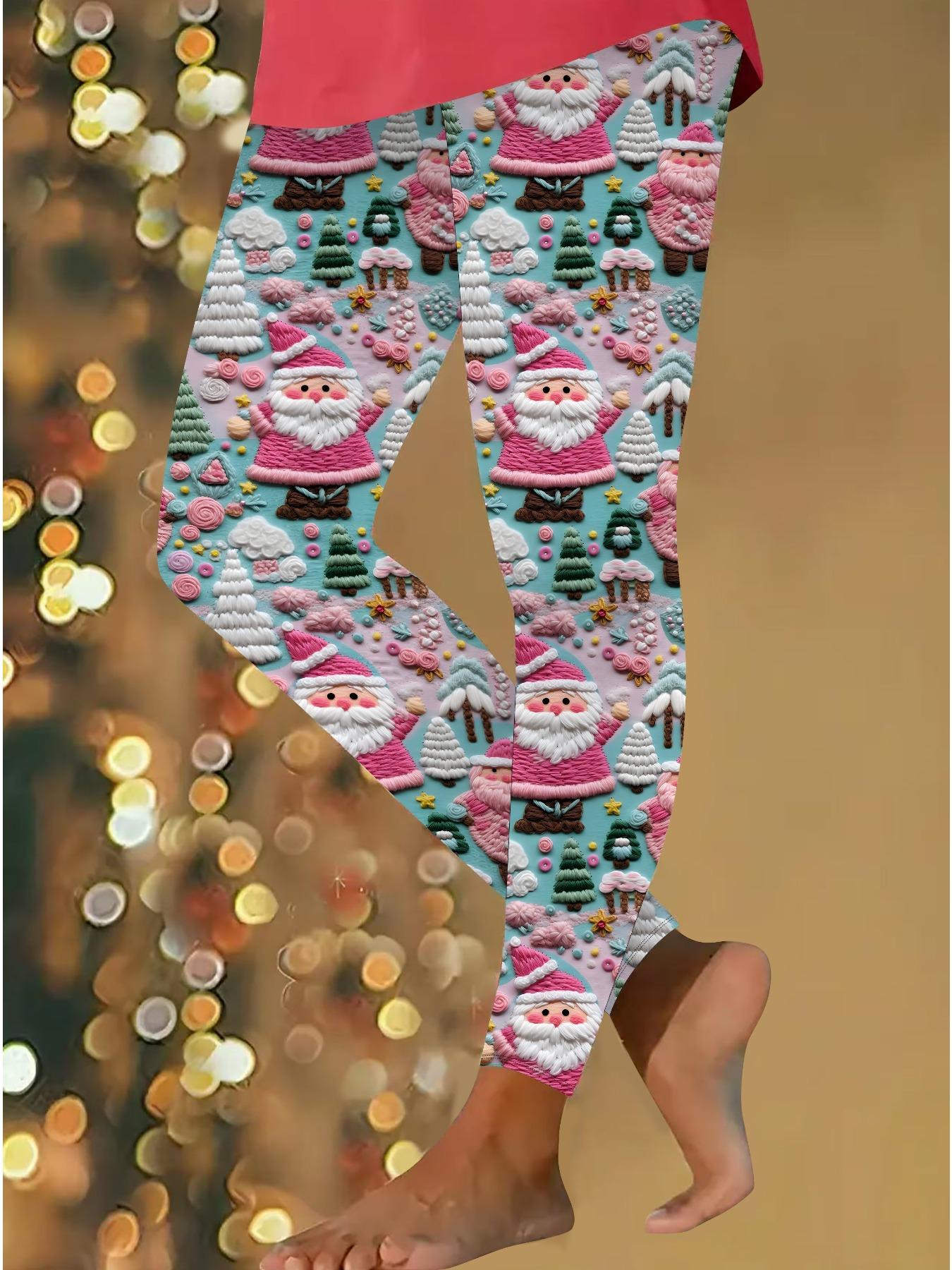 

Женские рождественские леггинсы для йоги с эластичными принтами, фитнес, бег, спортзал, активные штаны XXL зелёный