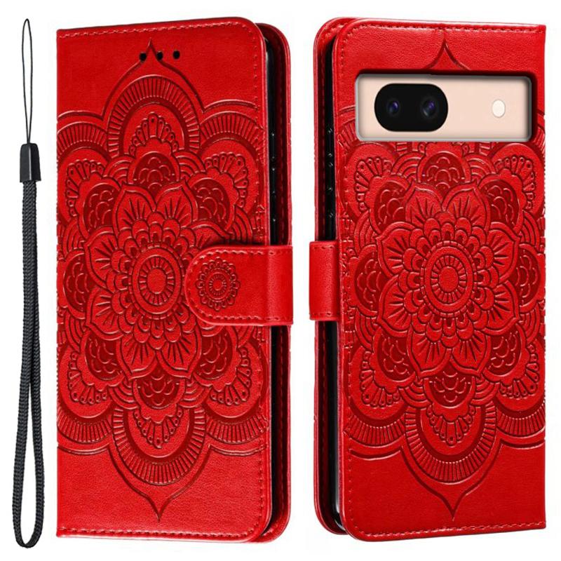 For Google Pixel 8a Case PU Leather Mandala Imprinted Design Wallet Phone Cover