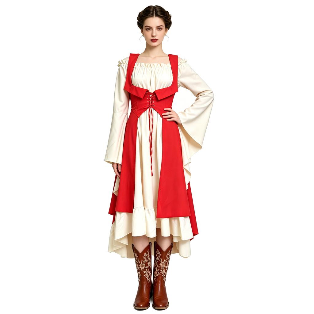 Gothic Fantasy Dress For Women With Polyester Fabric Medieval Renaissance Costume For Stage Performances